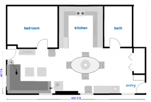 floor plan with dining table and side board