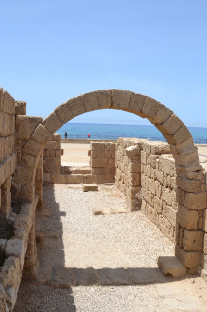 Caesarea is a city that has party fallen into the sea.
