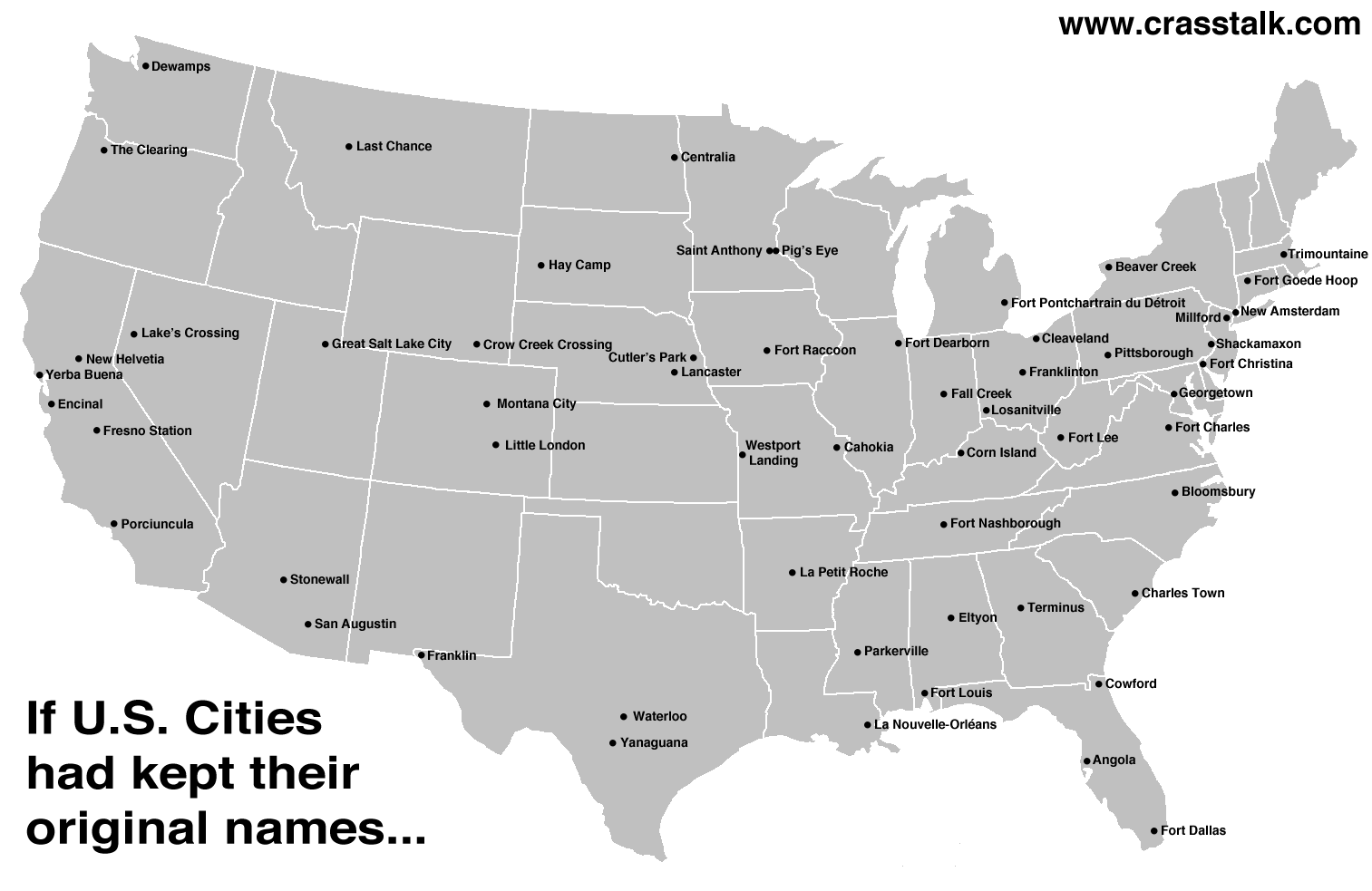 Infographic If U S Cities Had Kept Their Original Names Map Updated 