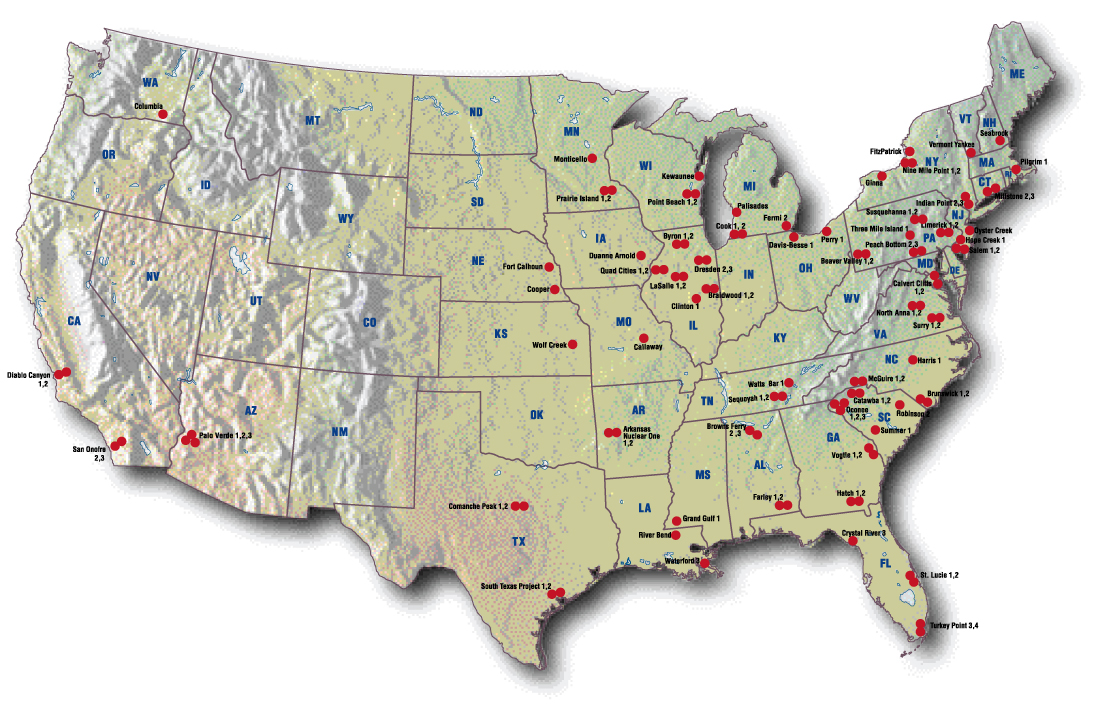 Us Nuclear Map 